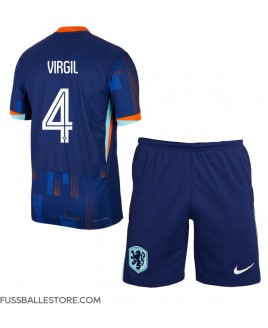 Günstige Niederlande Virgil van Dijk #4 Auswärts Trikotsatzt Kinder EM 2024 Kurzarm (+ Kurze Hosen)
